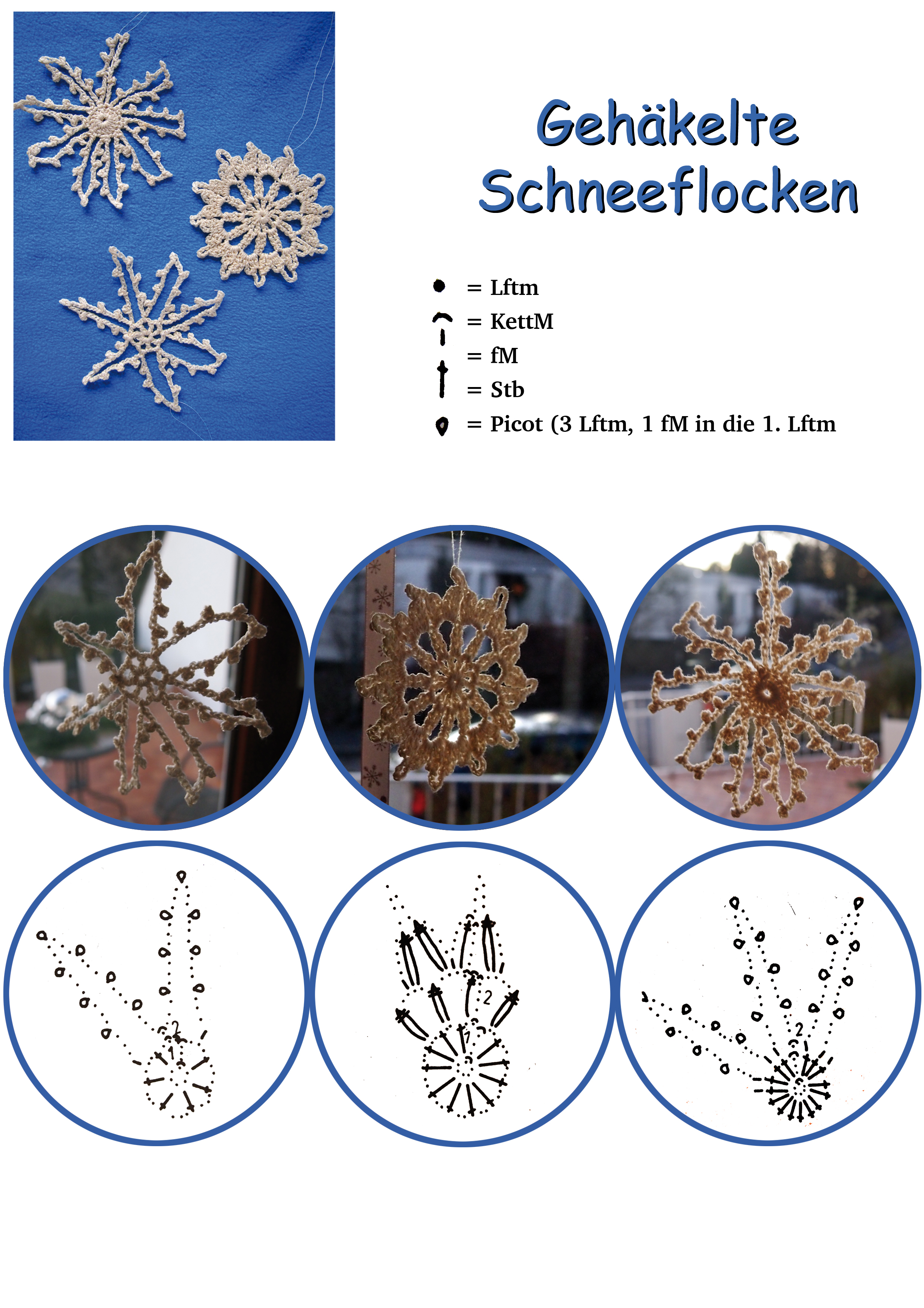 gehaekelte schneeflocken